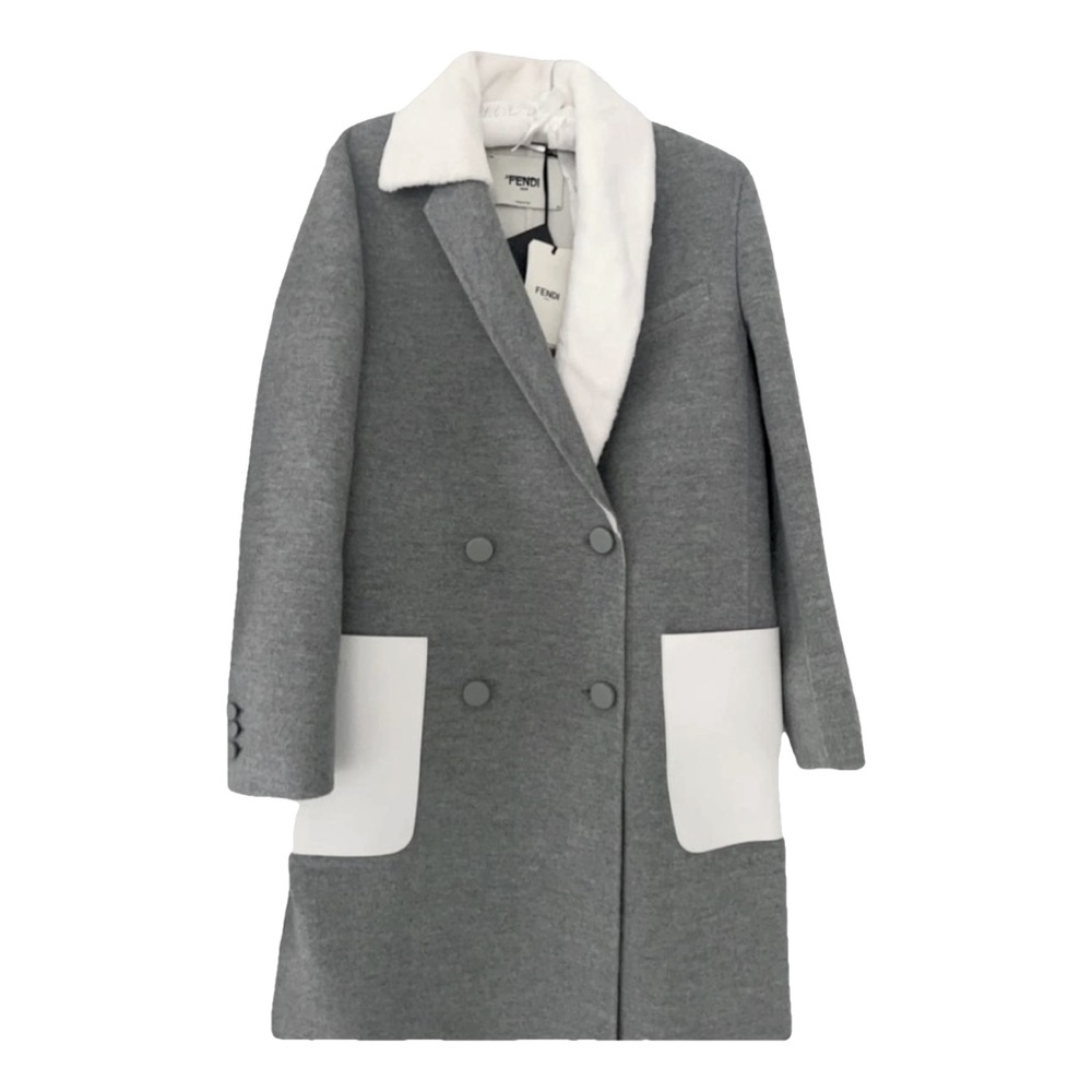 Fendi 100% cashmere coat with leather detailing